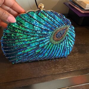 Peacock Sequin Clutch